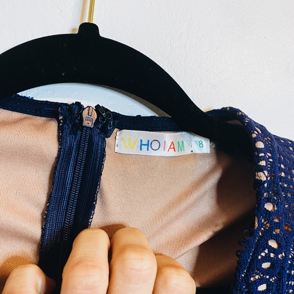 Blue and Nude Bodycon Dress - Picture 4 of 7